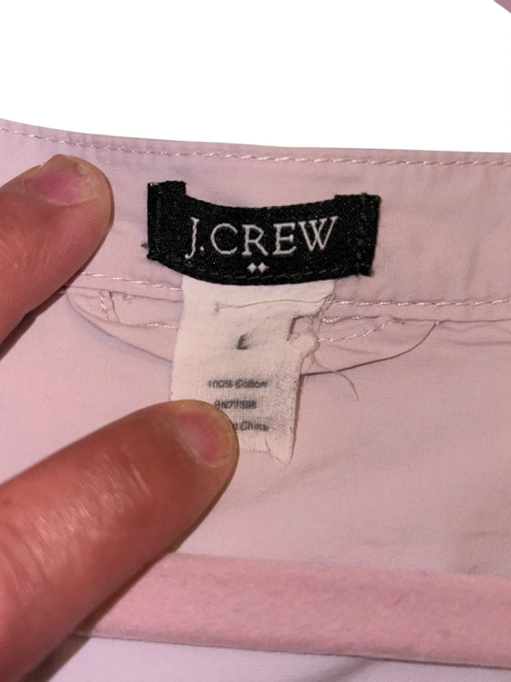 J. Crew Pale Pink Cap-Sleeve Minimalist Everyday 100% Cotton Mini Dress sz L
